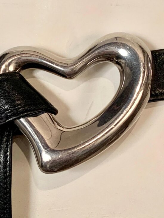 Tiffany Elsa Peretti Sterling Silver Heart Belt Buckle with Tiffany leather belt